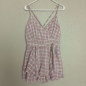 Allison&Kelly Blush Plaid Print Spaghetti‎ Strap Bodycon Jumpsuit Size XL Casual
